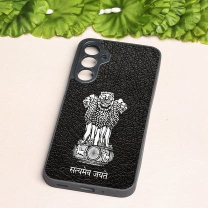 Black Satyamev Jayate metal back case for Samsung A16