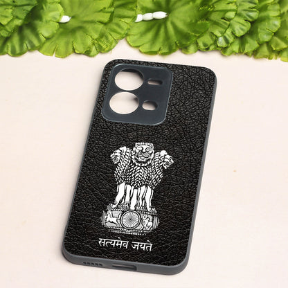 Black Satyamev Jayate metal back case for Vivo V25