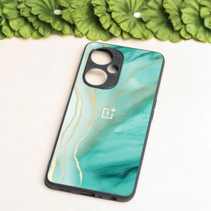 Green Luxe Marble metal back case for Oneplus Nord CE 3 Lite