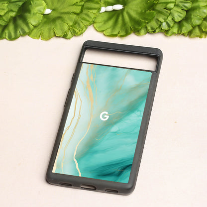 Green Luxe Marble metal back case for Google Pixel 6a