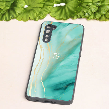 Green Luxe Marble metal back case for Oneplus Nord