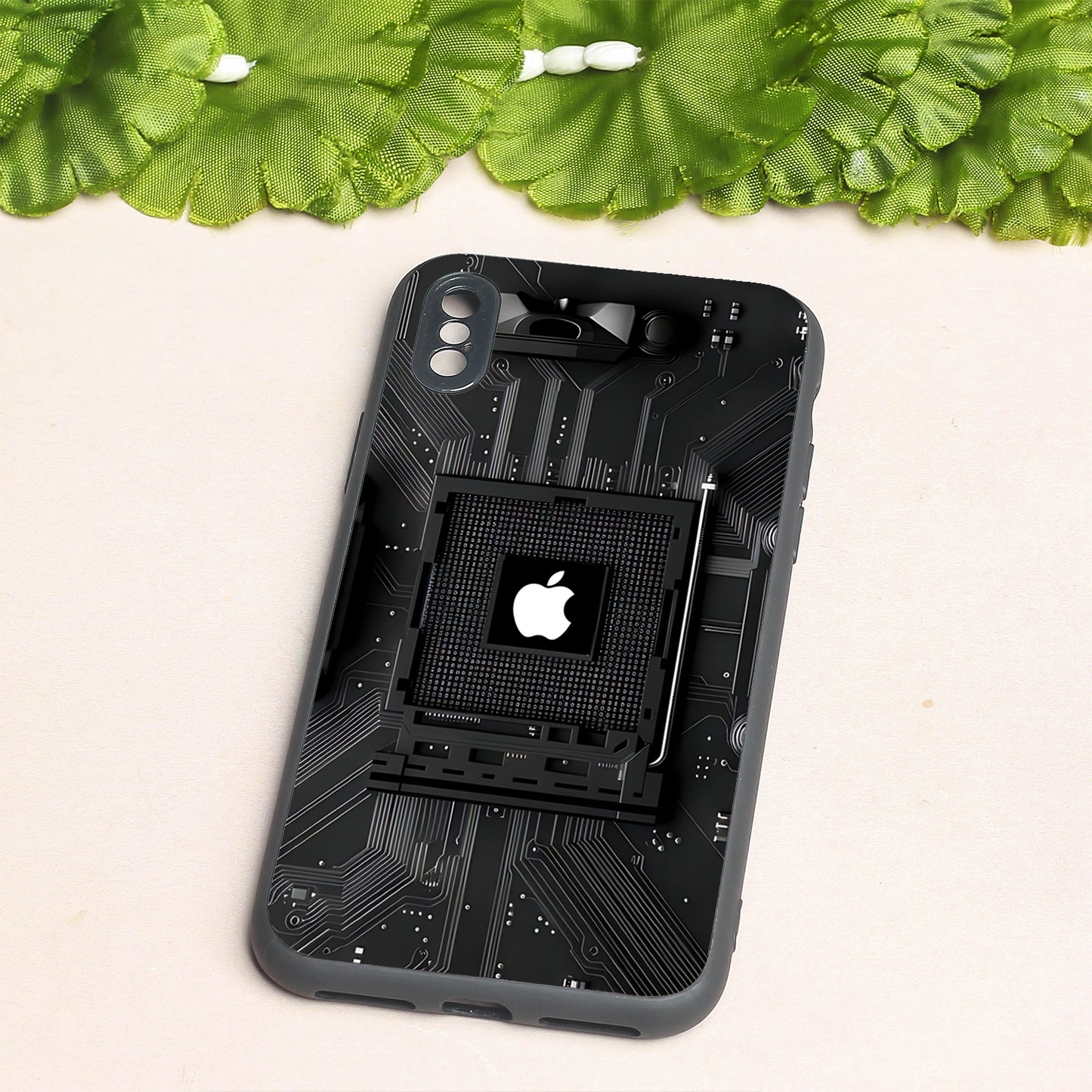 Microchip metal back case for Apple Iphone X/XS