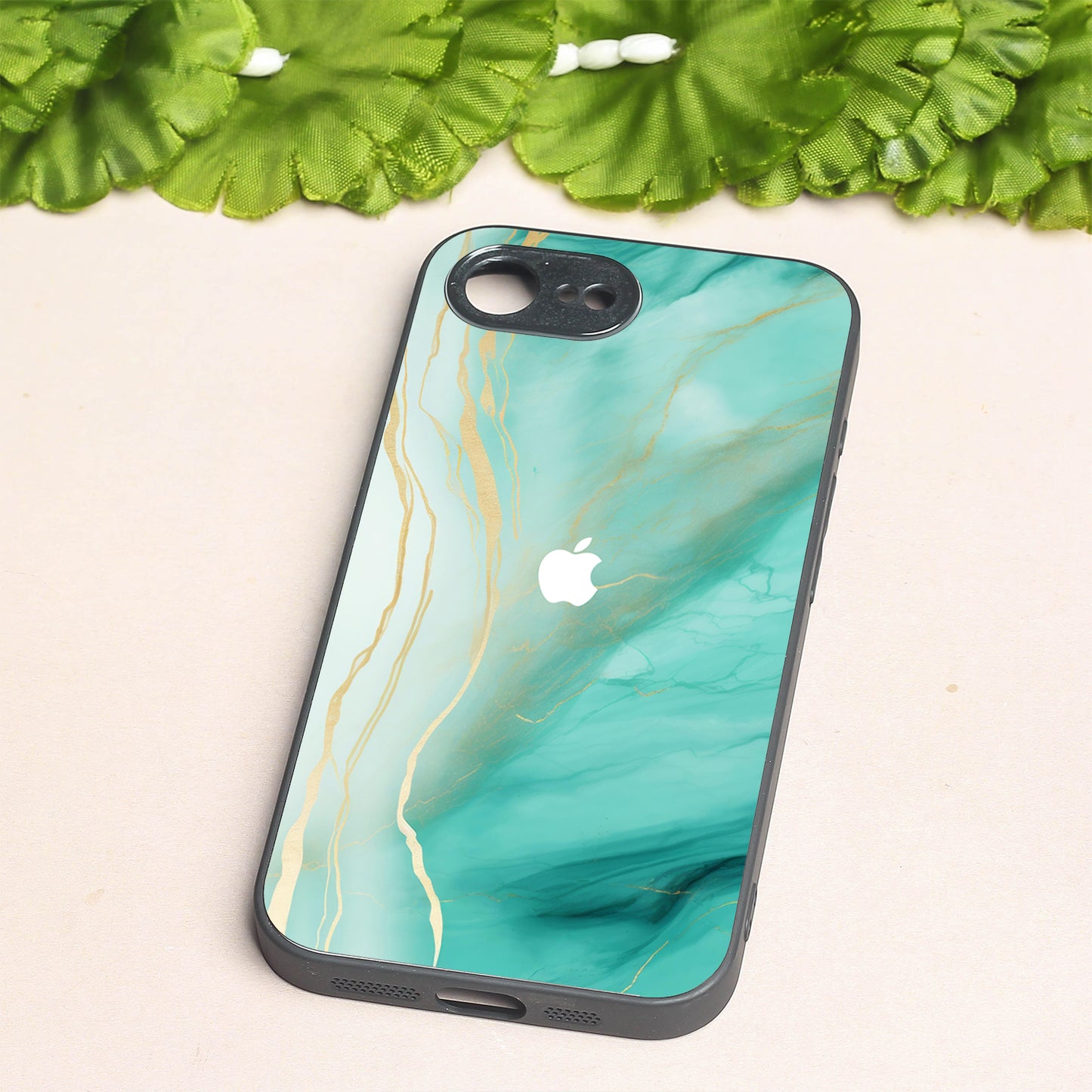 Green Luxe Marble metal back case for Apple Iphone 16e