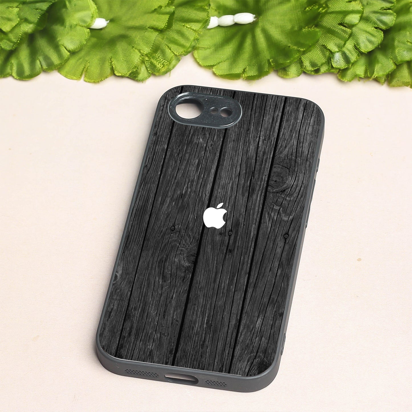 Dark Wood metal back case for Apple Iphone 16e