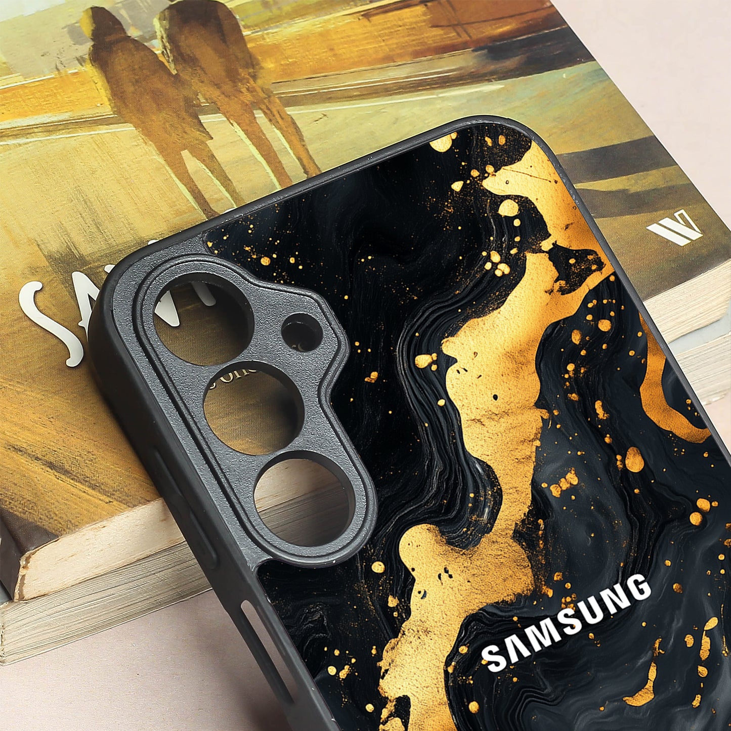 Black Gold Blaze  metal back case for Samsung A16