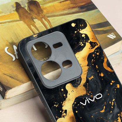 Black Gold Blaze  metal back case for Vivo V25