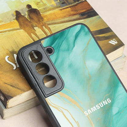 Green Luxe Marble metal back case for Samsung S21 FE