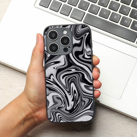 Blackout Marble metal back case for Apple Iphone 15 Pro Max
