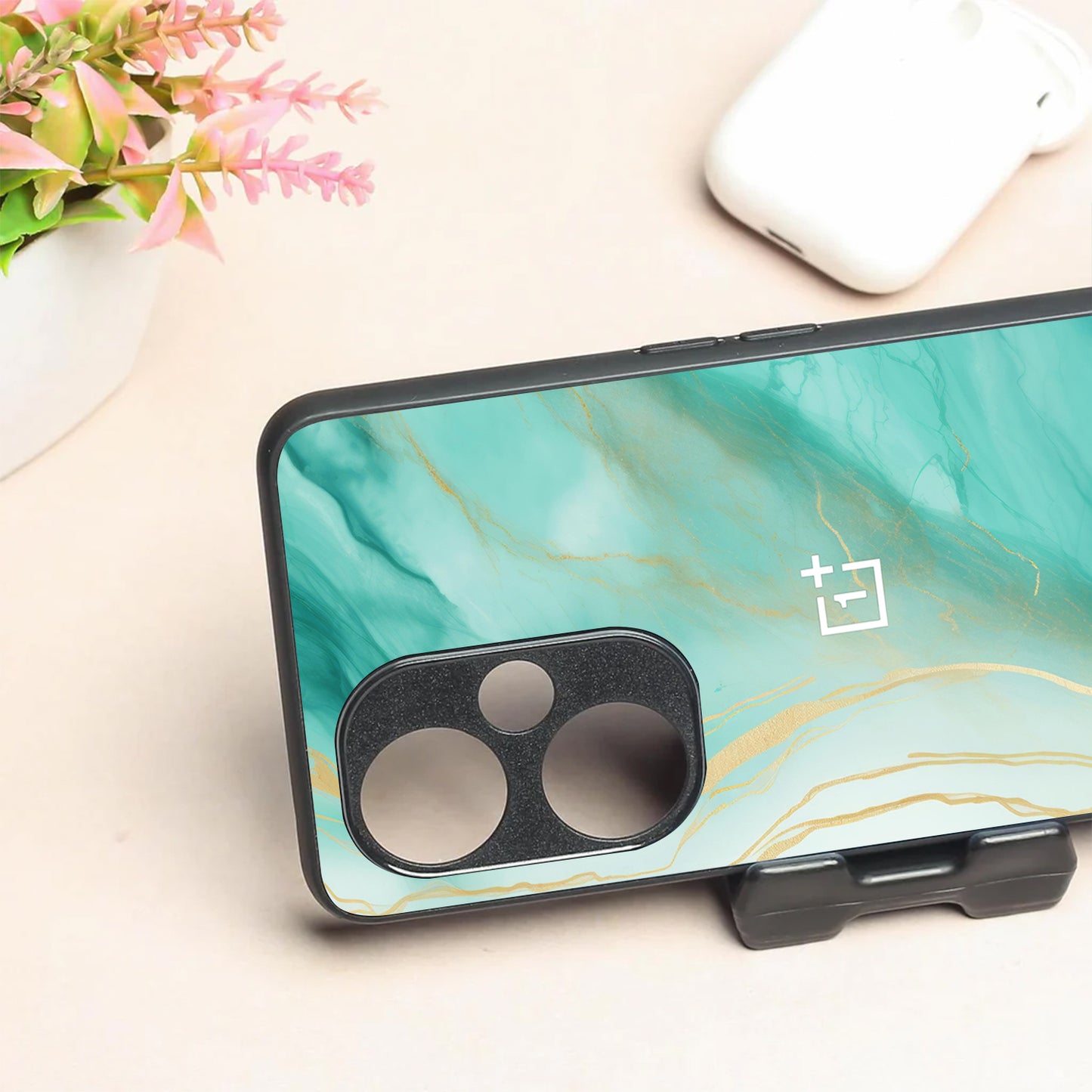 Green Luxe Marble metal back case for Oneplus Nord CE 3 Lite