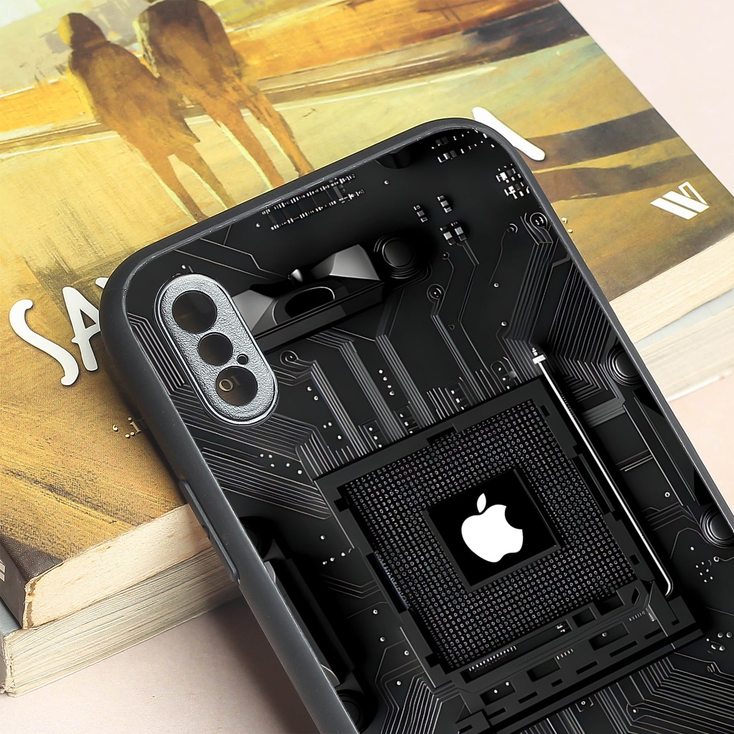Microchip metal back case for Apple Iphone X/XS