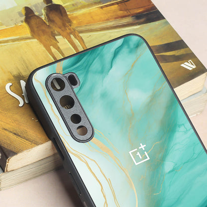 Green Luxe Marble metal back case for Oneplus Nord