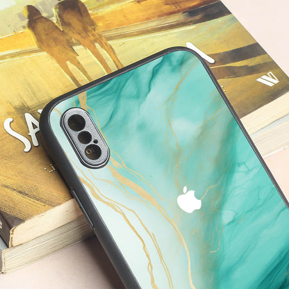 Green Luxe Marble metal back case for Apple Iphone X/XS