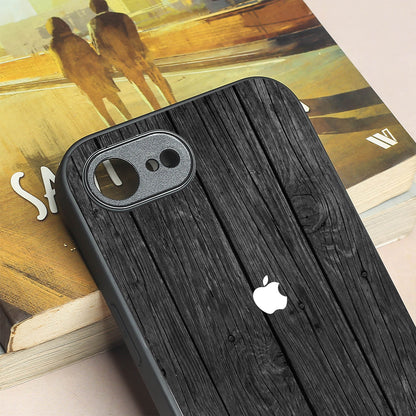 Dark Wood metal back case for Apple Iphone 16e