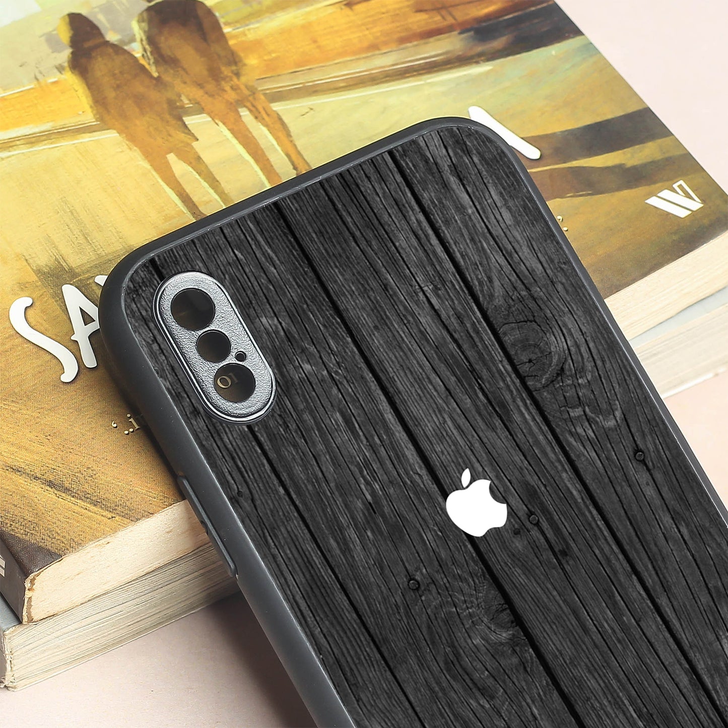 Dark Wood metal back case for Apple Iphone X/XS