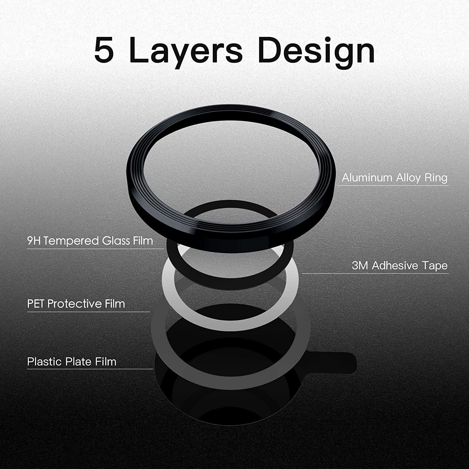 Black Metallic camera ring lens guard for Apple iphone 13 - Kemarco