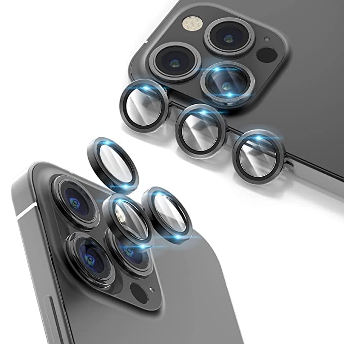 Black Metallic camera ring lens guard for Apple iphone 13 Pro Max - Kemarco