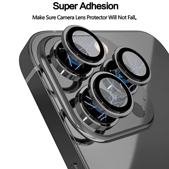 Black Metallic camera ring lens guard for Apple iphone 13 Pro Max - Kemarco