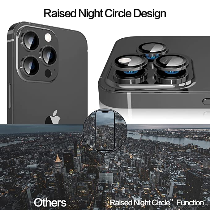 Black Metallic camera ring lens guard for Apple iphone 13 Pro Max - Kemarco
