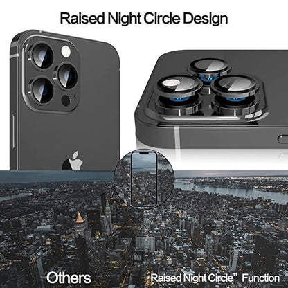 Black Metallic camera ring lens guard for Apple iphone 13 Pro Max - Kemarco