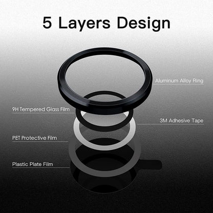 Black Metallic camera ring lens guard for Apple iphone 14 Plus - Kemarco