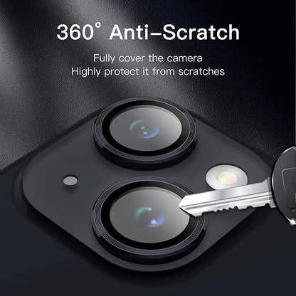 Black Metallic camera ring lens guard for Apple iphone 15 Plus - Kemarco