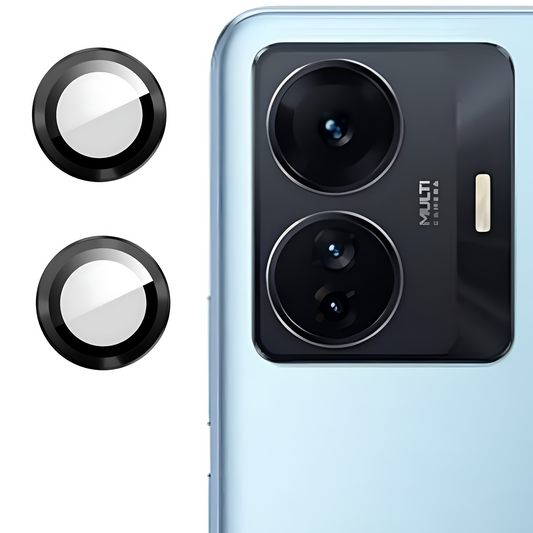 Black Metallic camera ring lens guard for IQOO Z6 Pro 5G - Kemarco