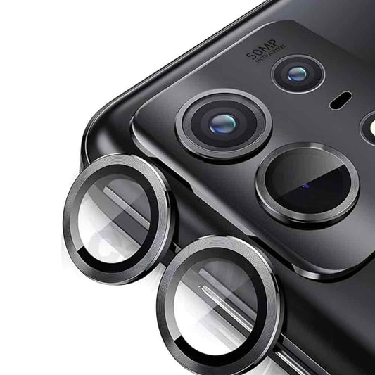 Black Metallic camera ring lens guard for Motorola Edge 50 pro 5g - Kemarco