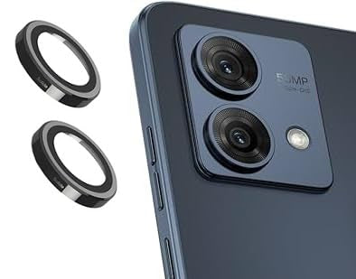 Black Metallic camera ring lens guard for Motorola G84 - Kemarco