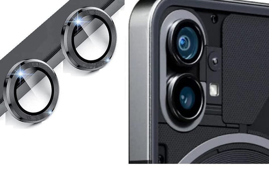 Black Metallic camera ring lens guard for Nothing Phone 1 - Kemarco