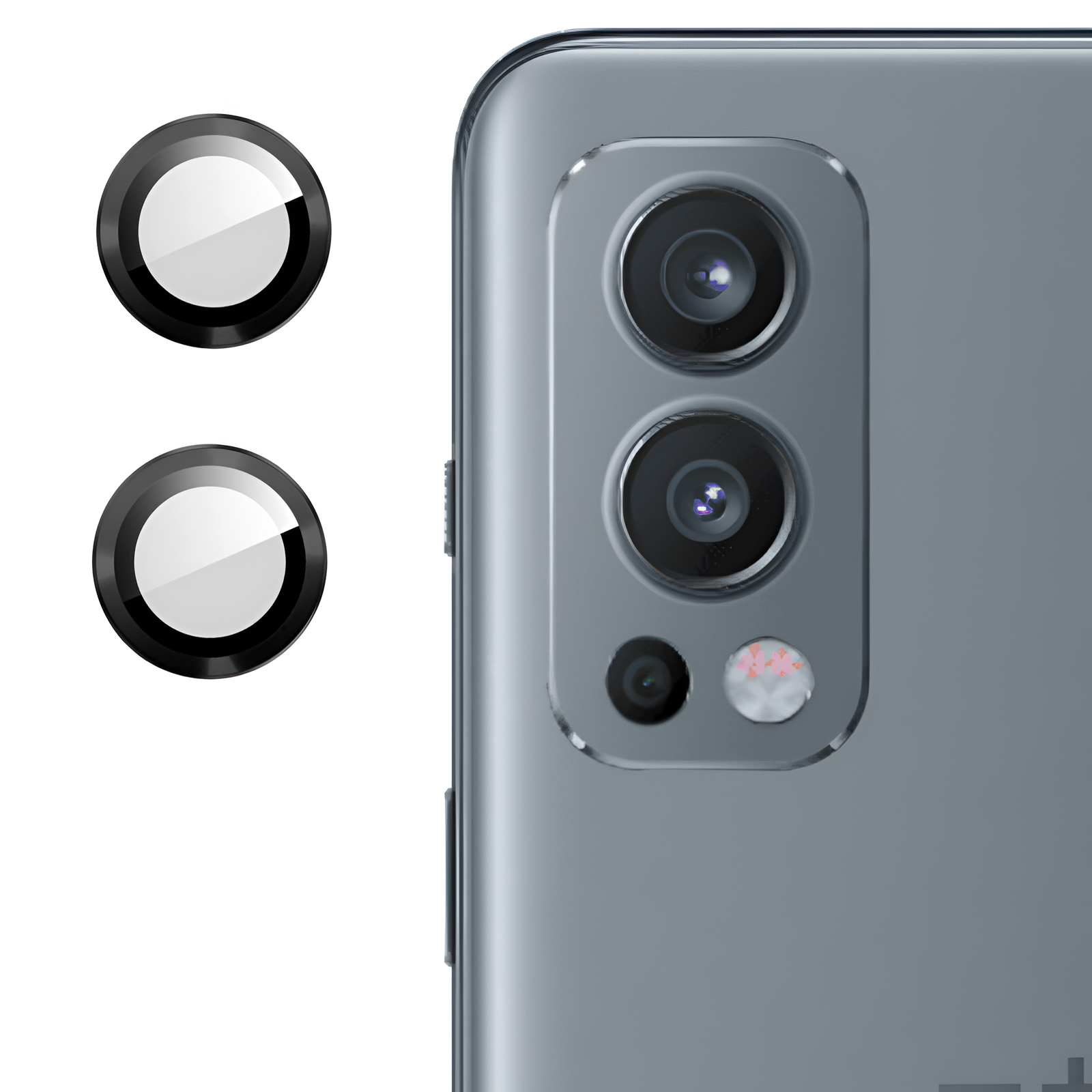 Black Metallic camera ring lens guard for Oneplus Nord 2 - Kemarco