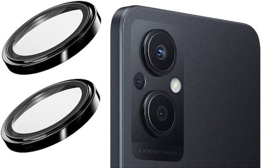 Black Metallic camera ring lens guard for Oppo F21 Pro 5G - Kemarco