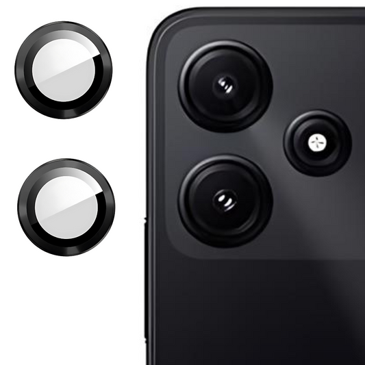Black Metallic camera ring lens guard for Poco M6 Pro 5G - Kemarco