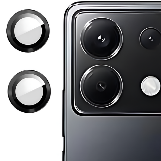 Black Metallic camera ring lens guard for Poco X6 5G - Kemarco