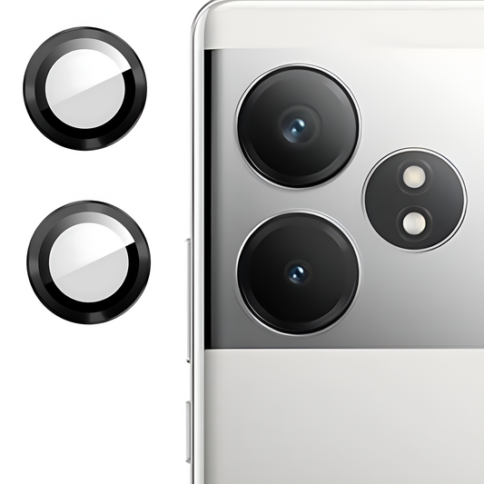 Black Metallic camera ring lens guard for Realme GT 6T - Kemarco