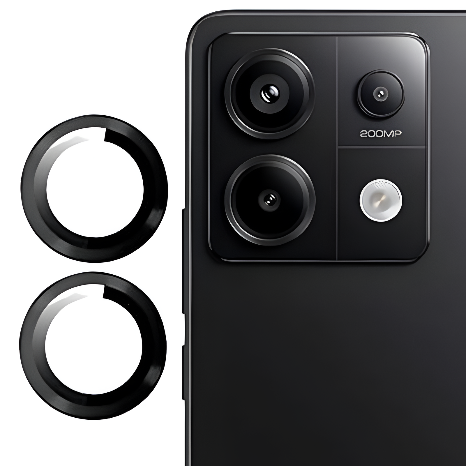 Black Metallic camera ring lens guard for Redmi Note 13 Pro - Kemarco