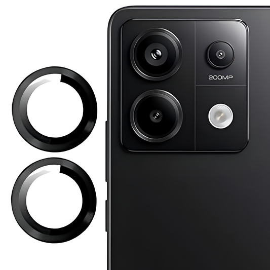 Black Metallic camera ring lens guard for Redmi Note 13 Pro - Kemarco
