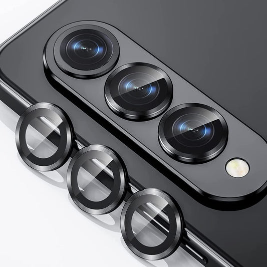 Black Metallic camera ring lens guard for Samsung Galaxy Z Fold 3 - Kemarco