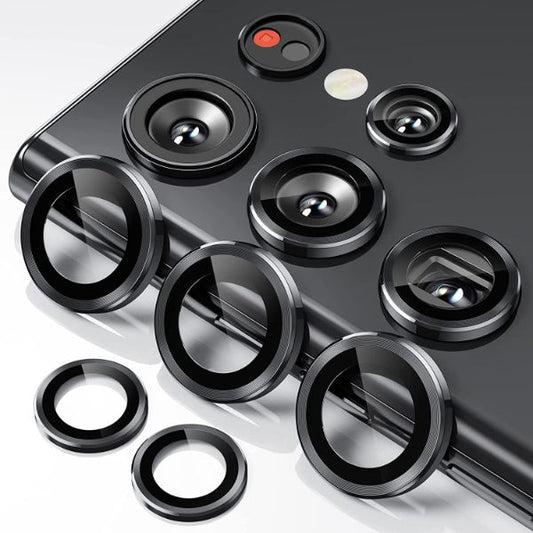 Black Metallic camera ring lens guard for Samsung S23 Ultra - Kemarco