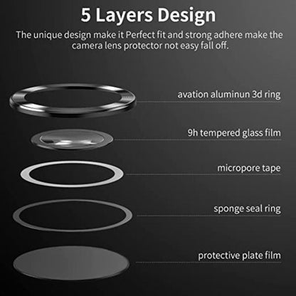 Black Metallic camera ring lens guard for Samsung S23 Ultra - Kemarco