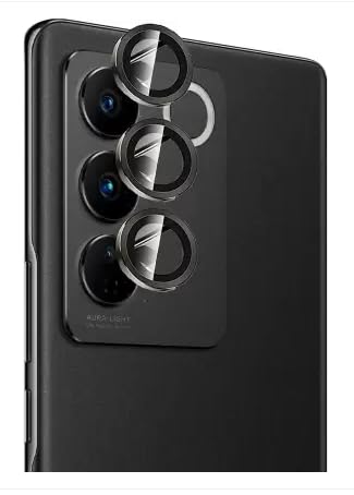 Black Metallic camera ring lens guard for Vivo V27 - Kemarco