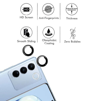 Black Metallic camera ring lens guard for Vivo V27 Pro - Kemarco