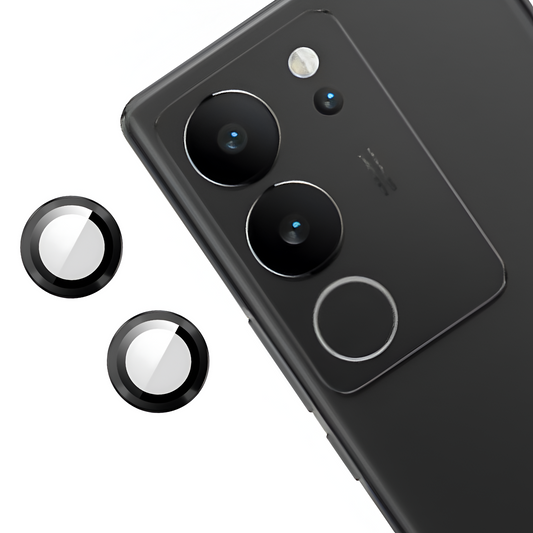Black Metallic camera ring lens guard for Vivo V29 - Kemarco