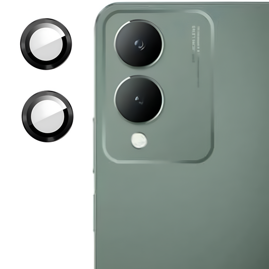Black Metallic camera ring lens guard for Vivo Y17S - Kemarco