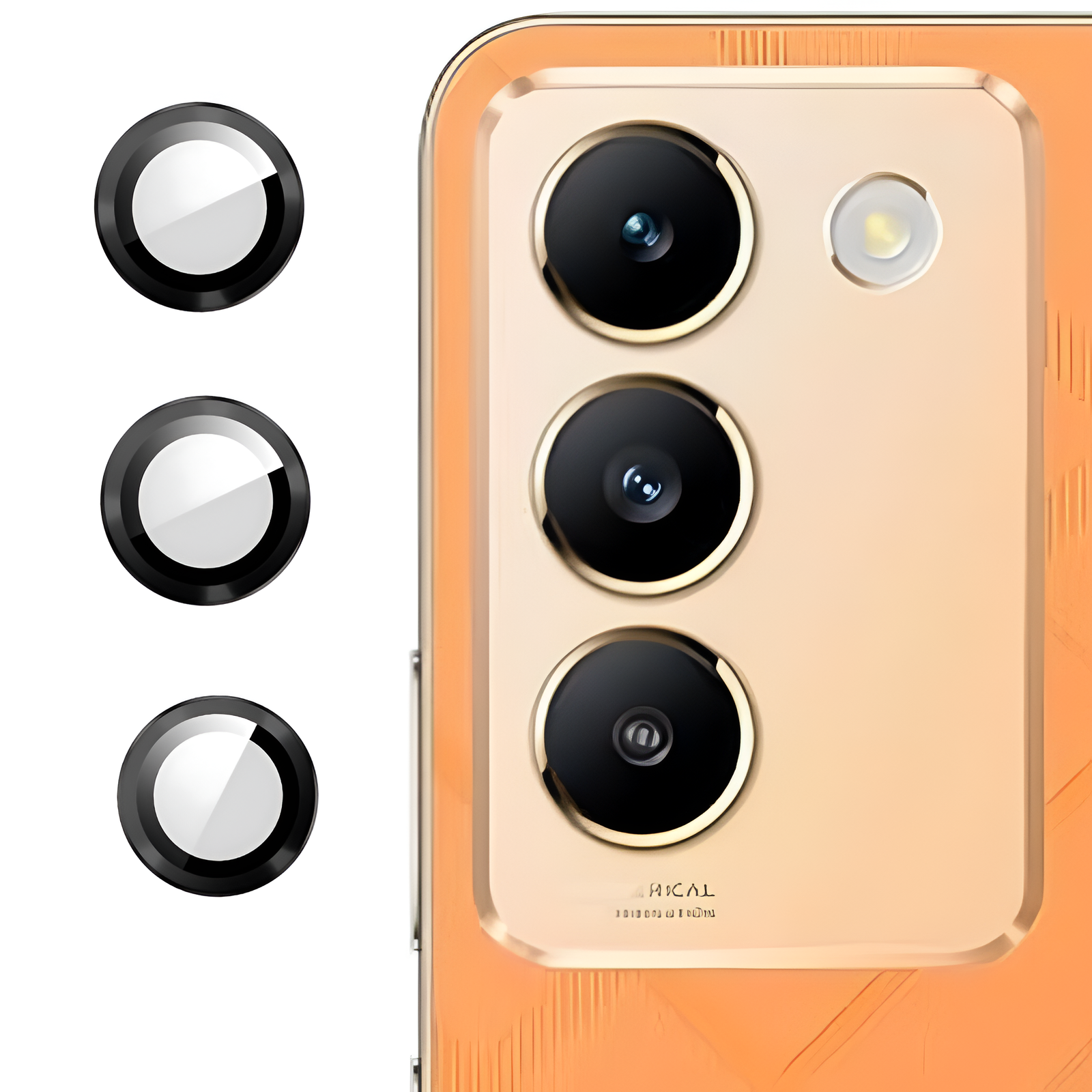 Black Metallic camera ring lens guard for Vivo Y200E - Kemarco