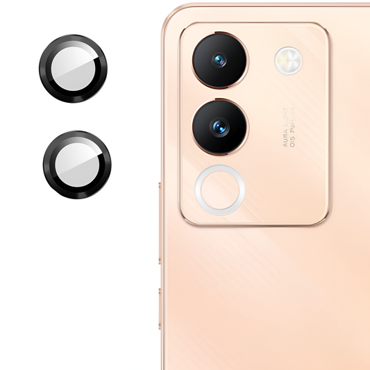 Black Metallic camera ring lens guard for Vivo Y200 - Kemarco