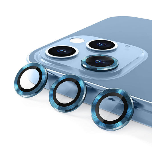Blue Metallic camera ring lens guard for Apple iphone 14 Pro - Kemarco
