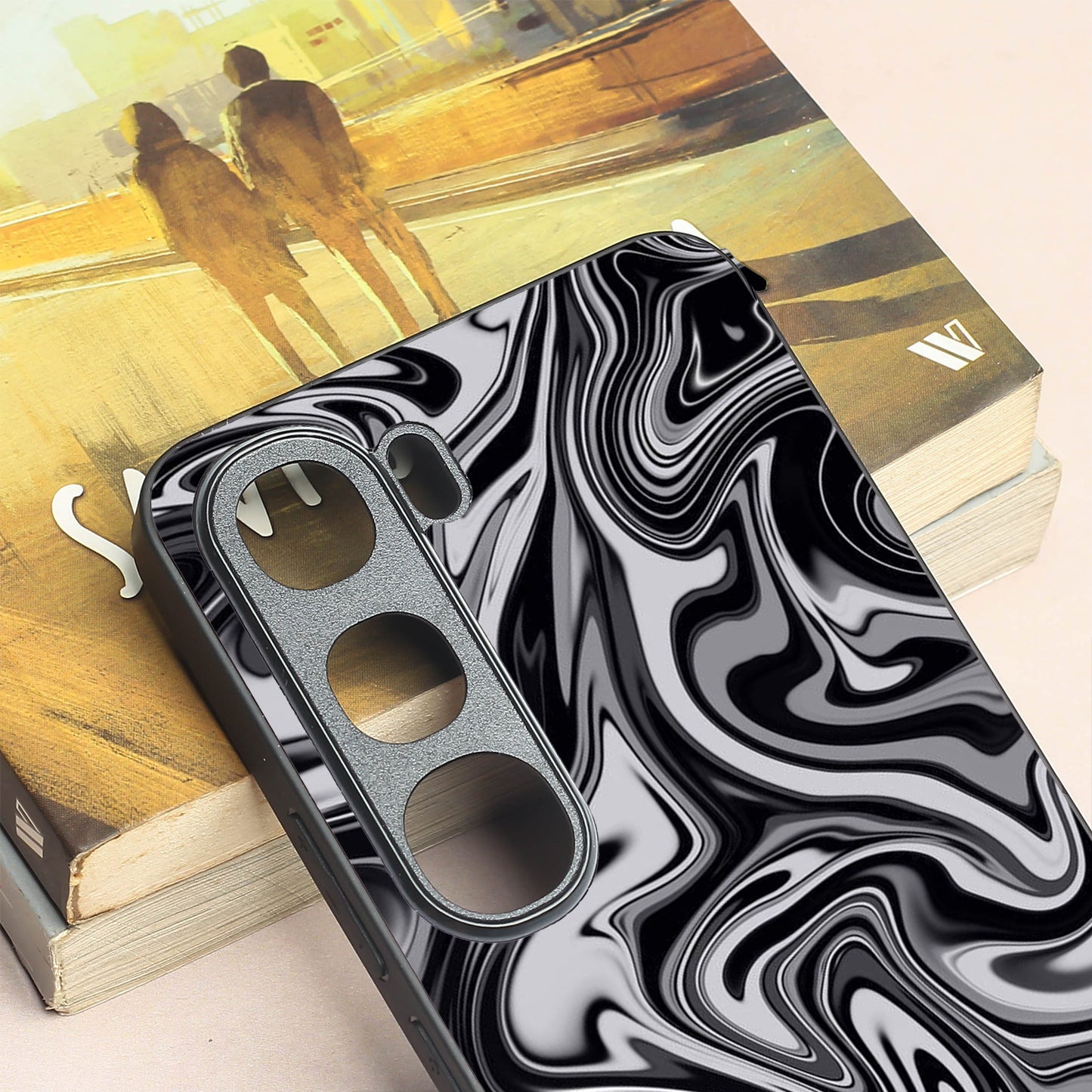 Blackout Marble metal back case for Vivo V40 Lite