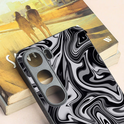 Blackout Marble metal back case for Vivo V40 Lite