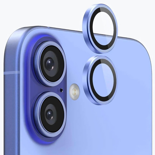 Sea Blue Metallic camera ring lens guard for Apple iphone 16 Plus