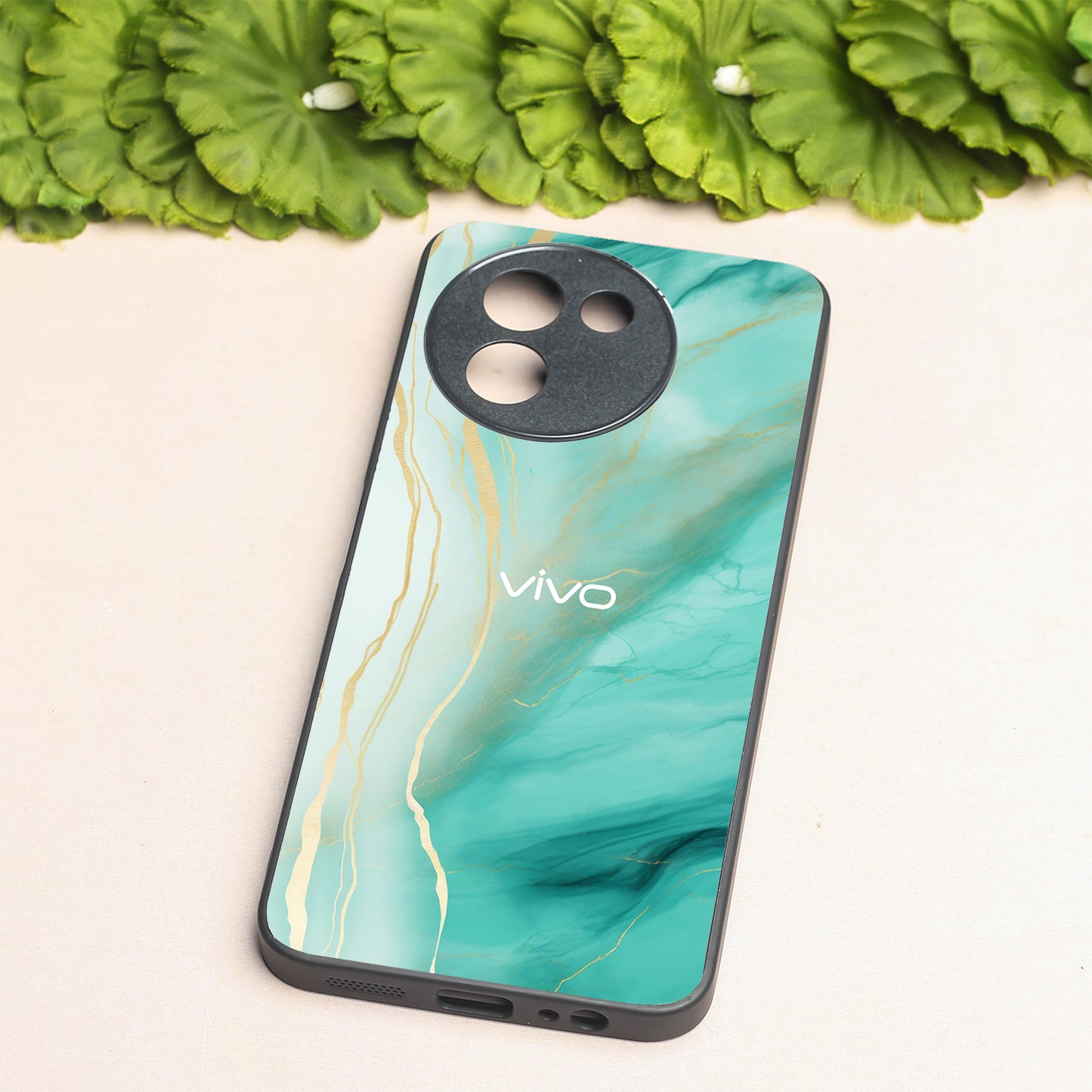 Green Luxe Marble metal back case for Vivo V30e